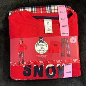 Member’s Mark Ladies Holiday Pajama Set Small – “Let It Snow” Red & Plaid